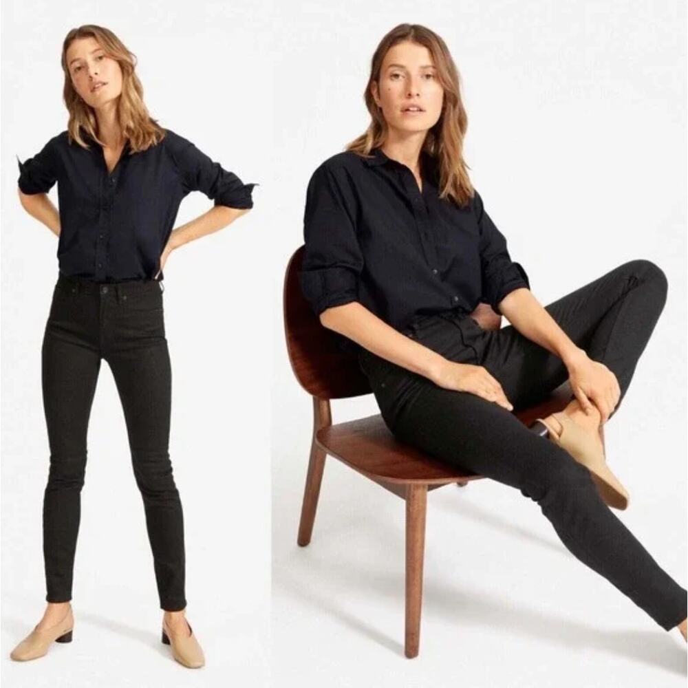 Everlane The Mid Rise Skinny Jeans Black Ankle Length Size 26